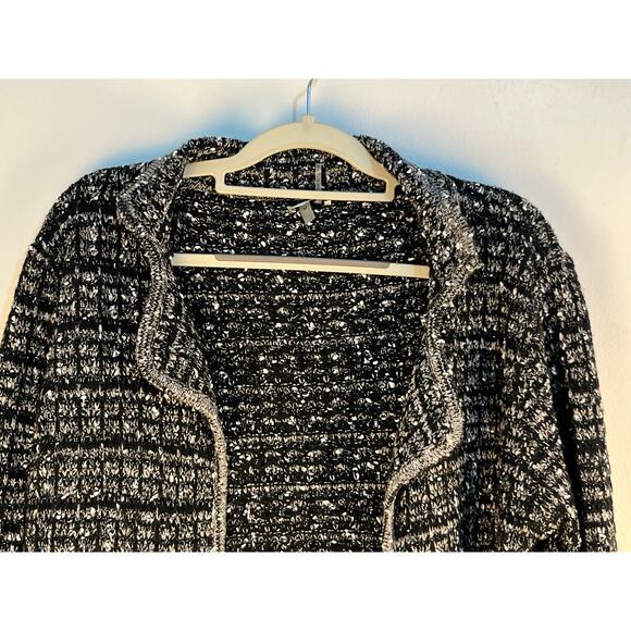 Sioni Tweed Shacket Medium Black White Fringe Trim Twee Academia Office - Picture 2 of 7